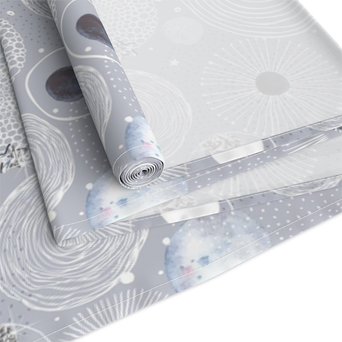 Silver Foil and Watercolor Circles Print 4 or 6 Seater Table Runners - Image 3