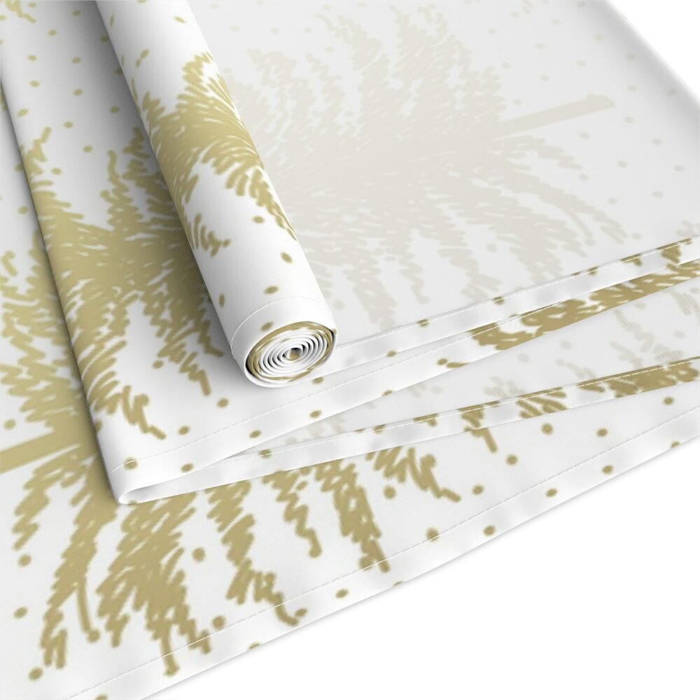 Noel Gold Firs Tree on White Christmas Holiday Table Runners - Image 3