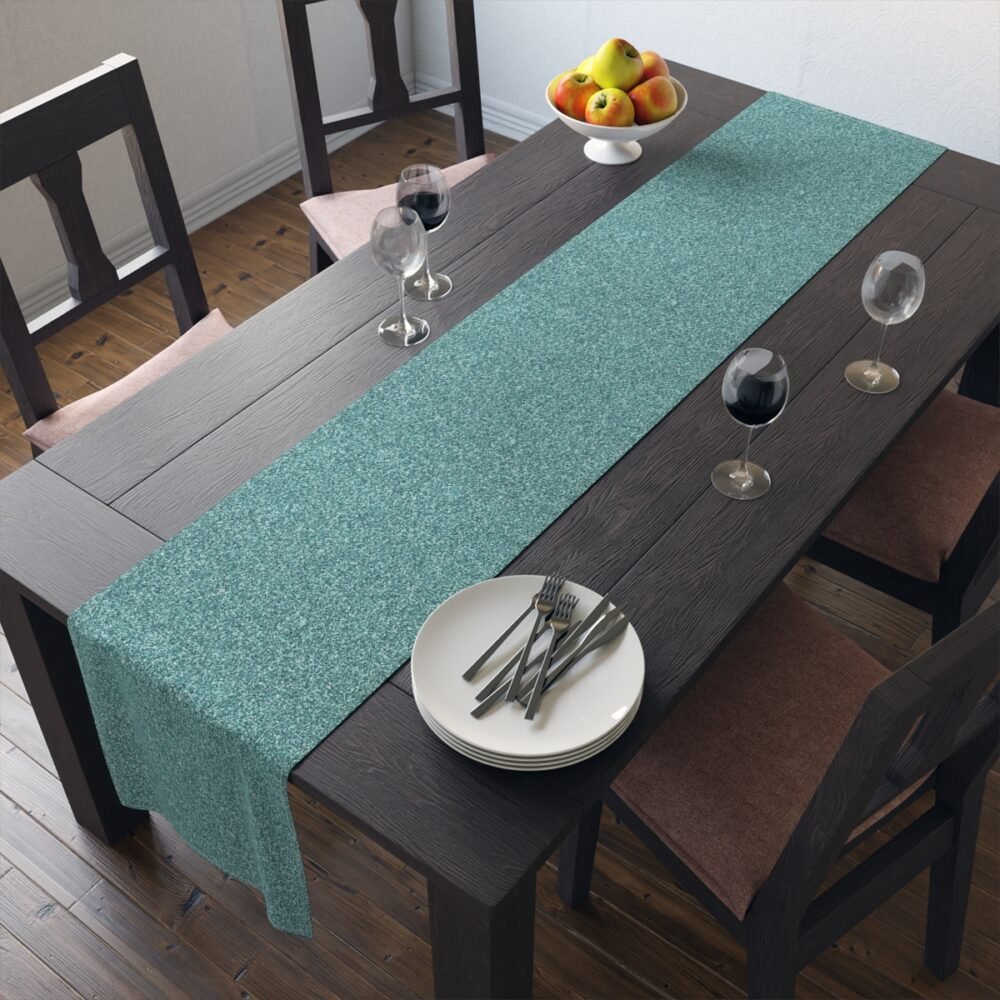 Decorative Printed Teal Glitter Table Runners for Dining Table