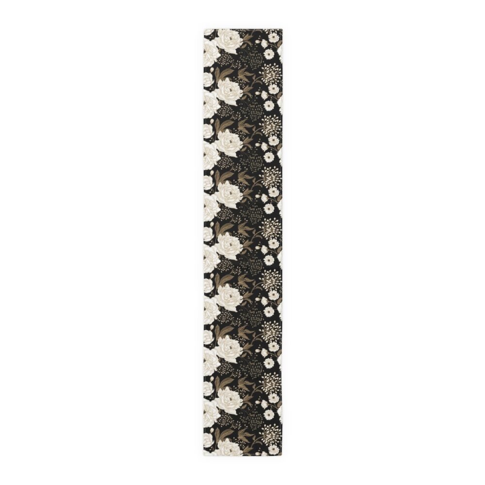 Floral Gold and White Peonies and Roses Oriental Style Table Runners - Image 2