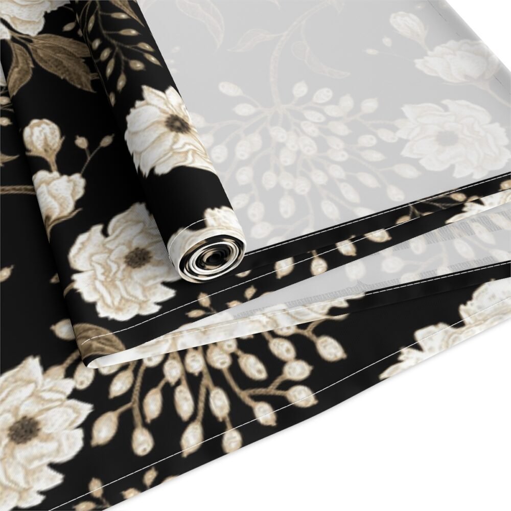 Floral Gold and White Peonies and Roses Oriental Style Table Runners - Image 4