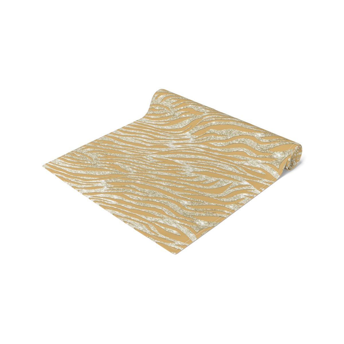 Mustard Yellow Tones Silver Glitter Zebra Striped Table Runners - Image 2