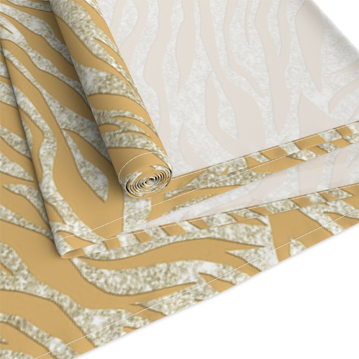 Mustard Yellow Tones Silver Glitter Zebra Striped Table Runners - Image 3
