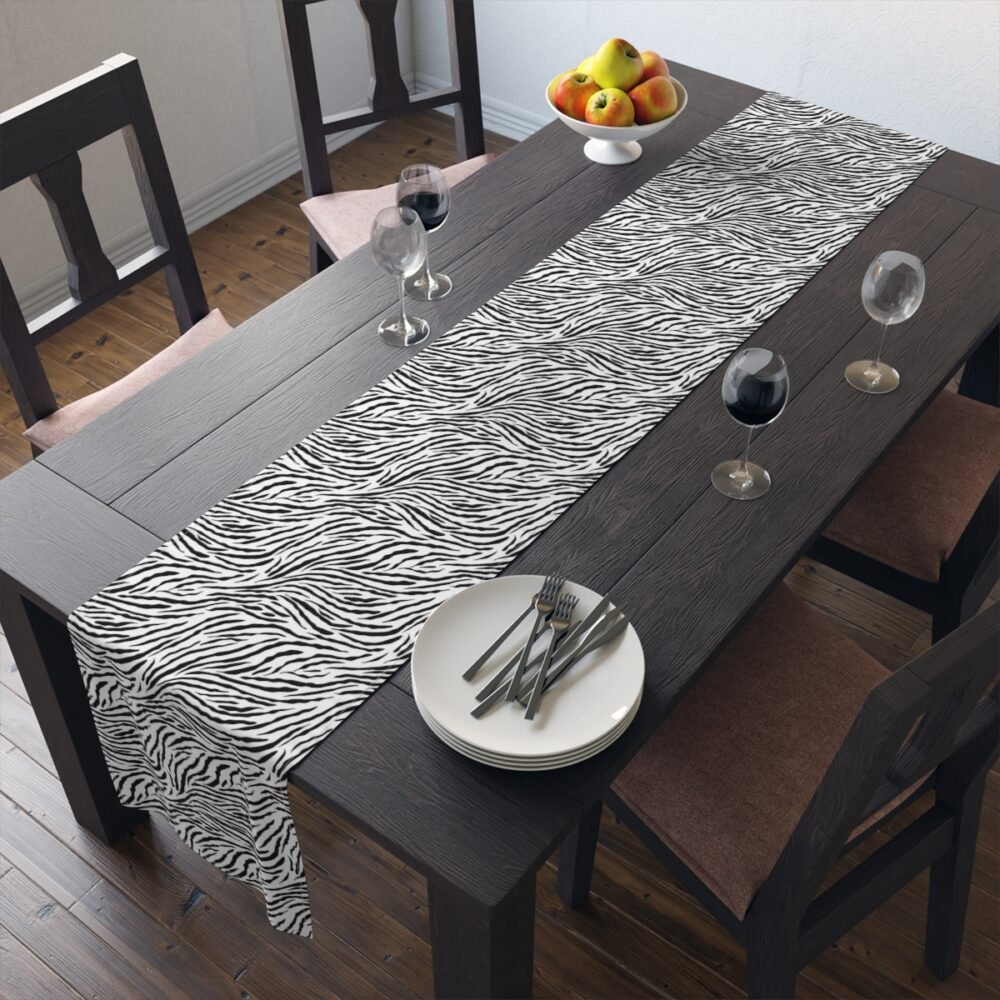 Modern Black and White Zebra Striped Dining Table Runners