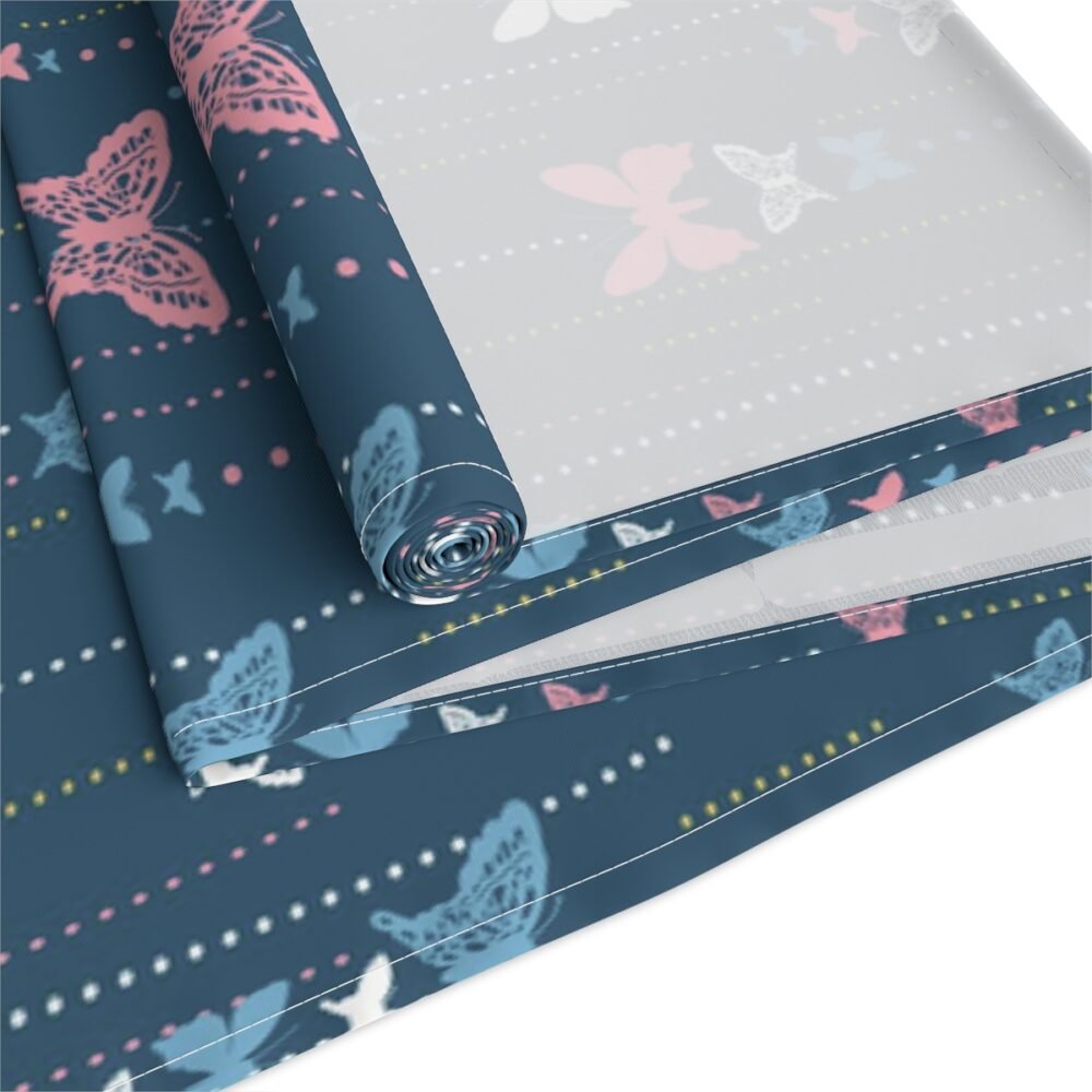 Abstract Dot and Butterfly Print on Dark Teal Table Runners - Image 3