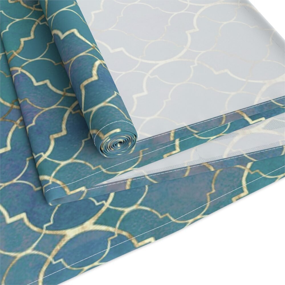 Turquoise Gold Moroccan Print Table Runners for Glass Table - Image 3