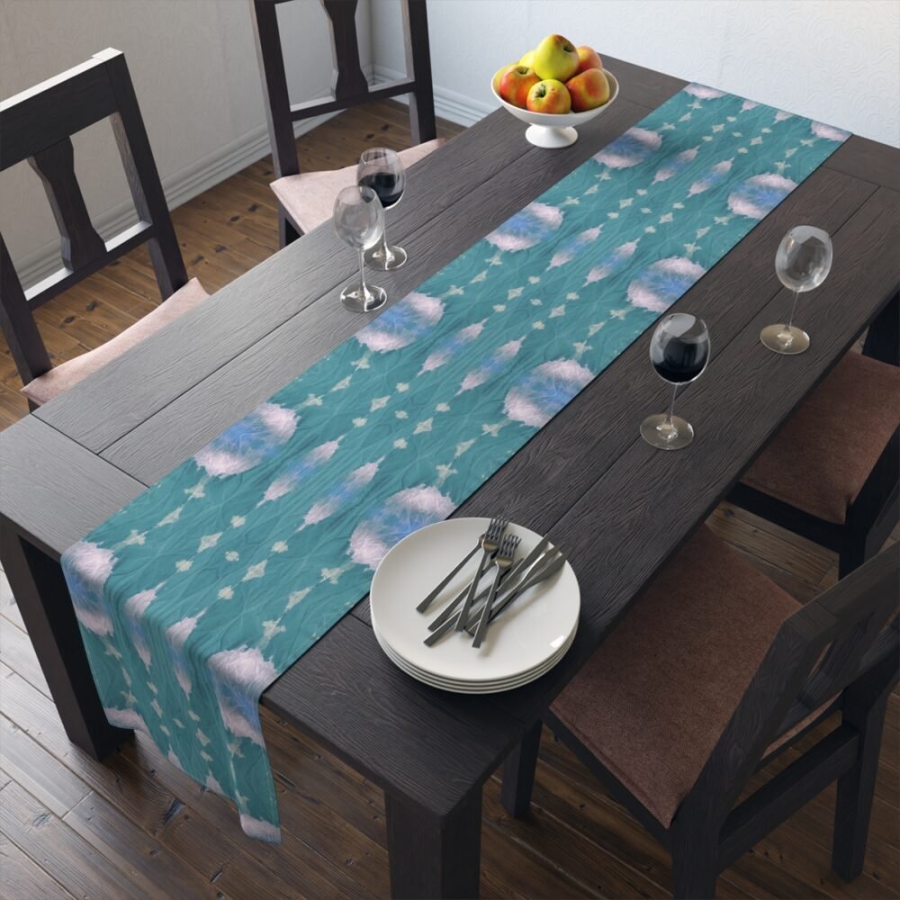 Turquoise Tie Dye Printed Table Runners for Glass Table
