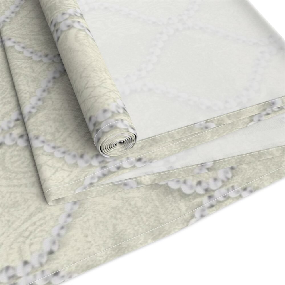 Printed Wavy Line Pearls Beige Dining Table Runners - Image 4