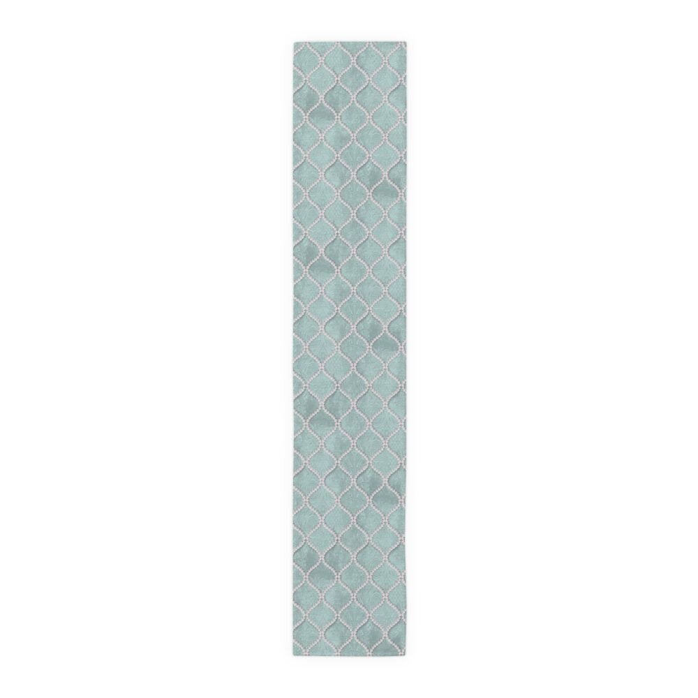Mint Blue Wavy Line Pearls 4, 6 Seater Dining Table Runners - Image 2
