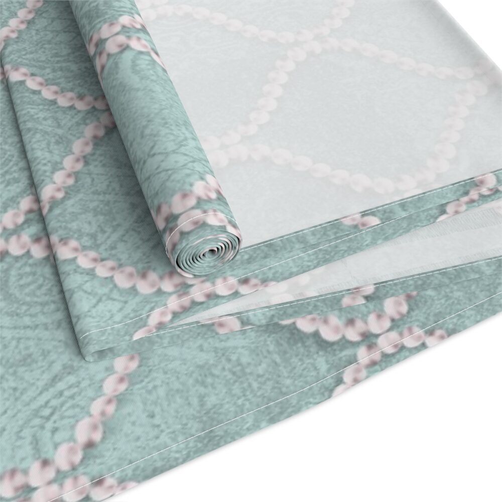 Mint Blue Wavy Line Pearls 4, 6 Seater Dining Table Runners - Image 4