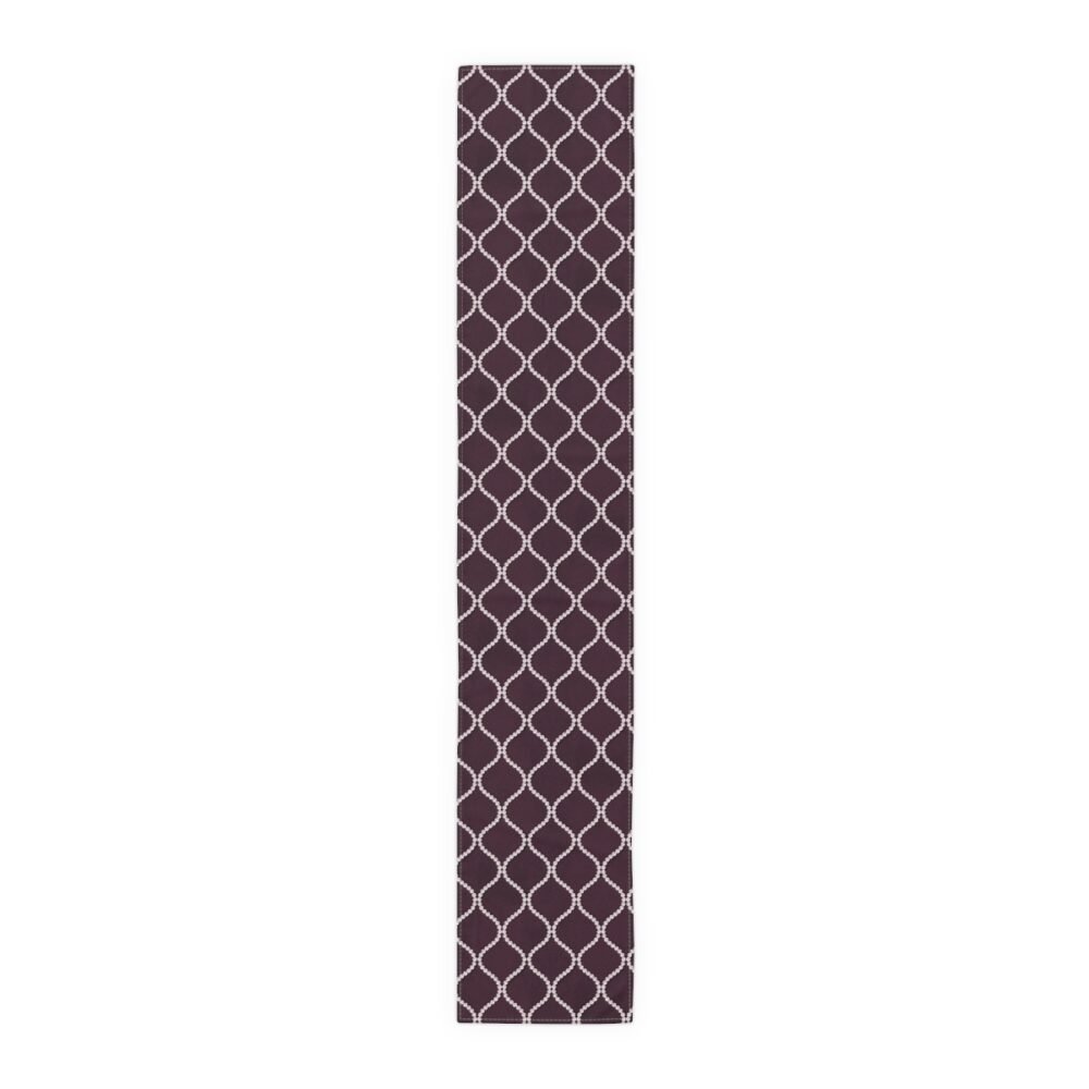 Printed Wavy Line Pearls Dark Purple Dining Table Runners - Image 2