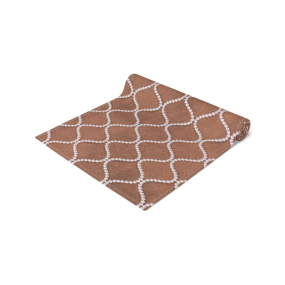 Decorative Wavy Line Pearls Amber Brown Dining Table Runners - Image 3