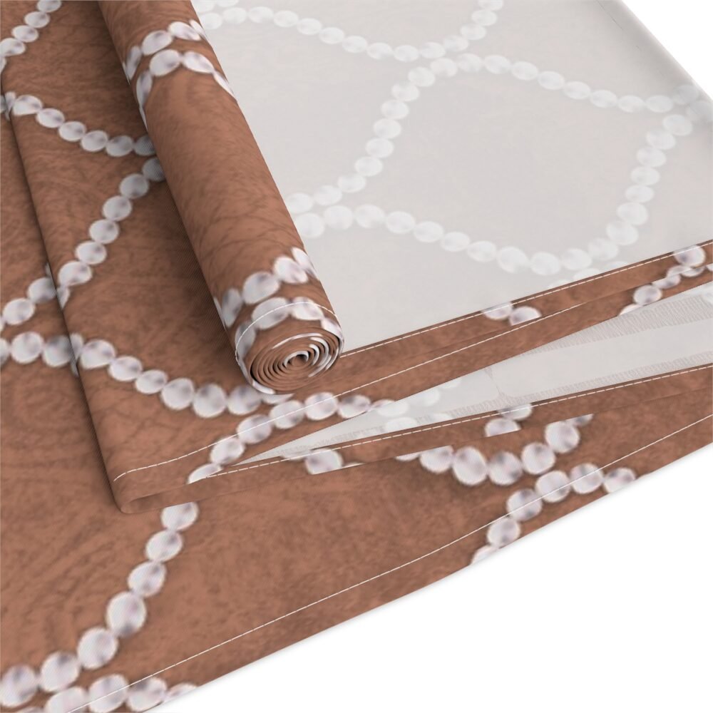 Decorative Wavy Line Pearls Amber Brown Dining Table Runners - Image 4