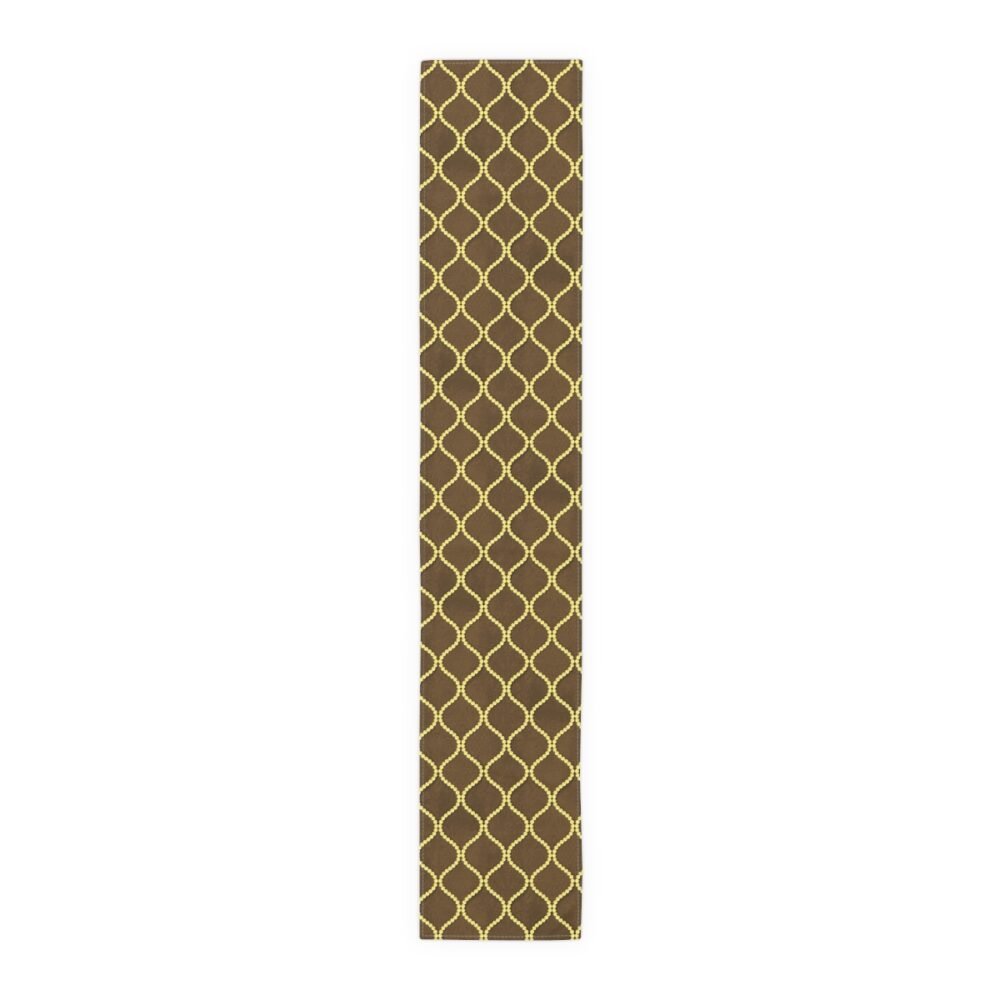 Decorative Golden Wavy Line Pearls Brown Dining Table Runners - Image 2