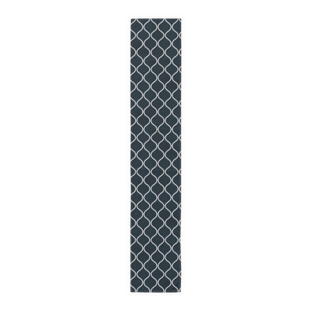 Abstract Wavy Line Pearls Navy Blue Table Runners - Image 2