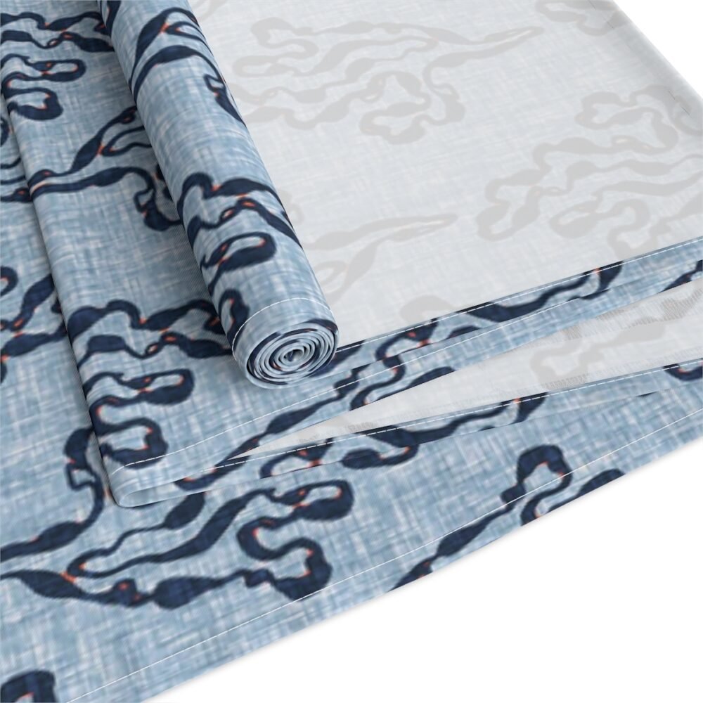 Printed Indigo Blue Nautical Design Dining Table Runners - Image 4