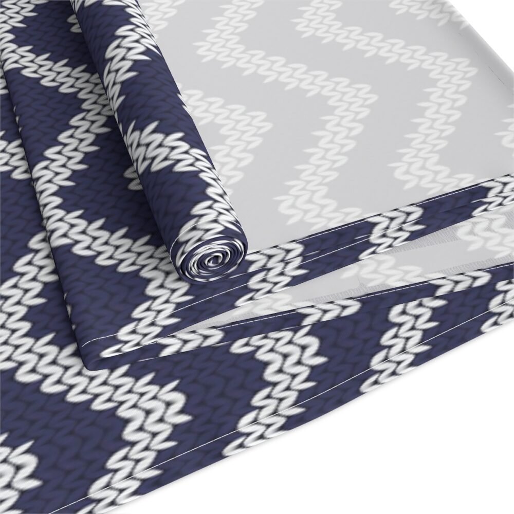Navy Chevron Nautical Print Dining Table Runners - Image 4