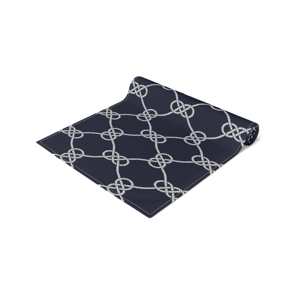 Nautical Rope Pattern on Dark Blue Dining Table Runners - Image 3