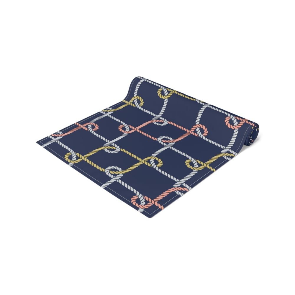 Decorative Colorful Nautical Rope Loop on Dark Blue Table Runners - Image 3