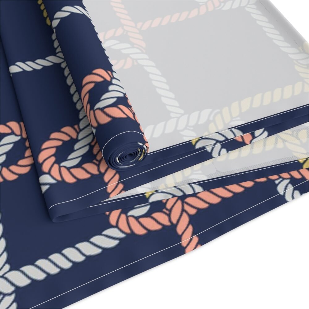 Decorative Colorful Nautical Rope Loop on Dark Blue Table Runners - Image 4