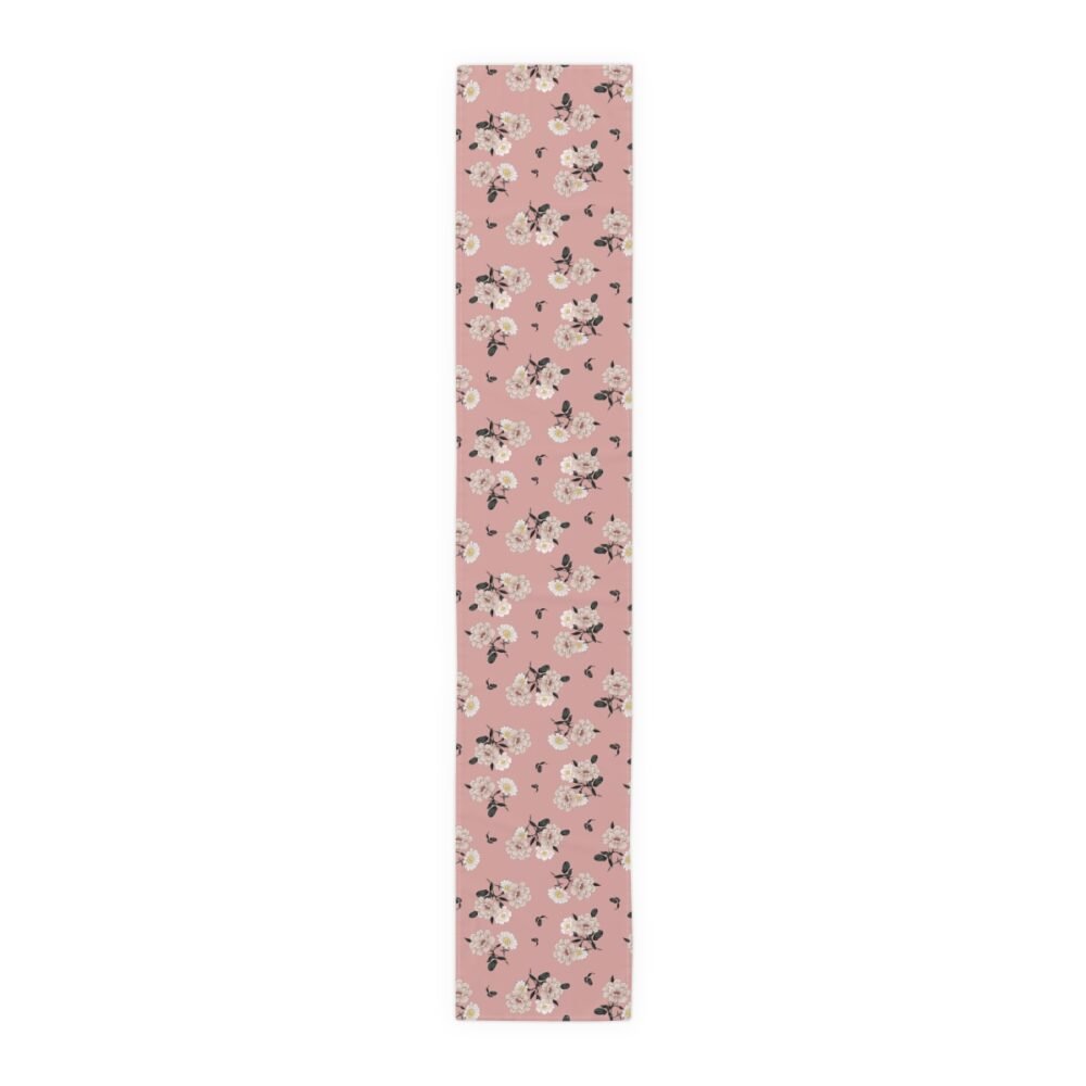 Vintage Floral Print Pink Cotton Twill Dinning Table Runners - Image 2