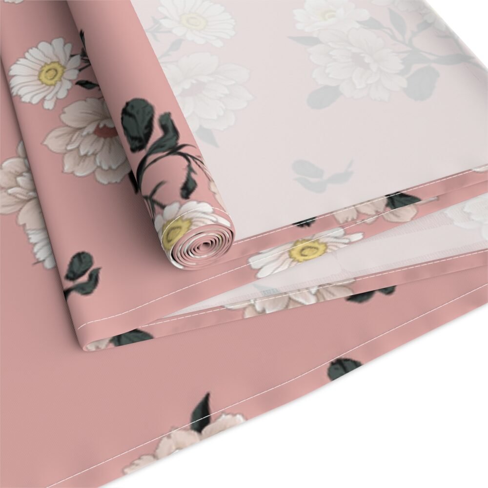 Vintage Floral Print Pink Cotton Twill Dinning Table Runners - Image 4