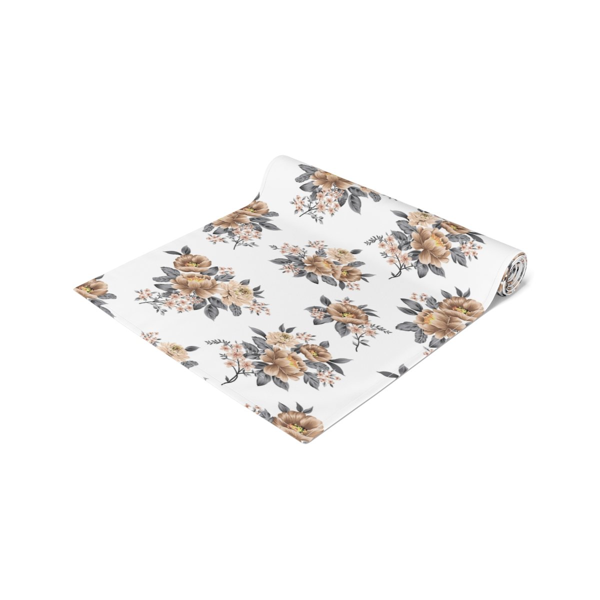 Brown Flower Print on White 4, 6 Seaters Table Runners - Image 17