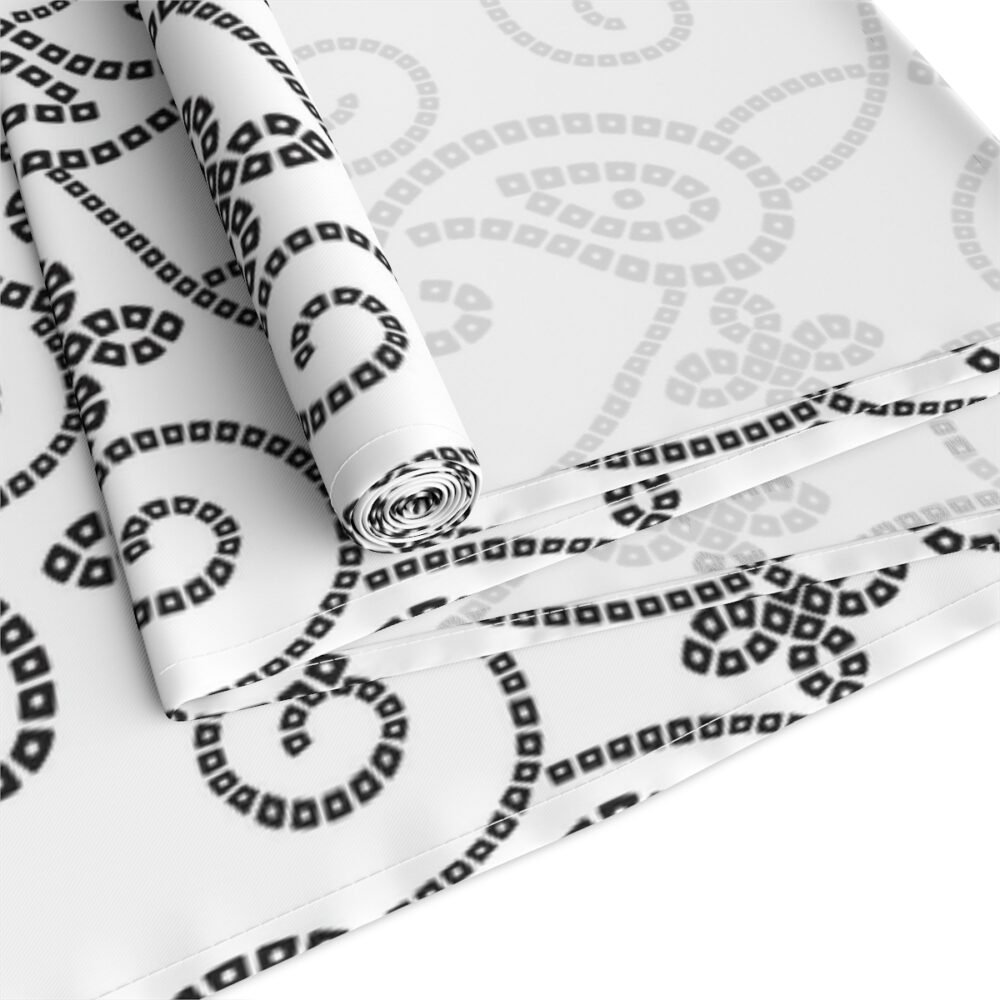 Gujrati Paisley Bandanna Print Black n White Table Runners - Image 18