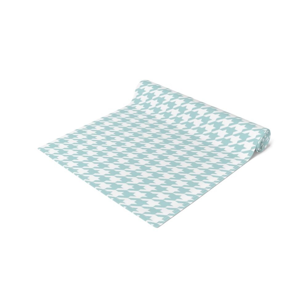 Printed Pastel Turquoise Houndstooth Table Runners - Image 2