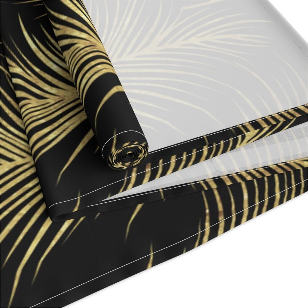 Art Deco Golden Palm Leaf Print on Black Dining Table Runners - Image 3