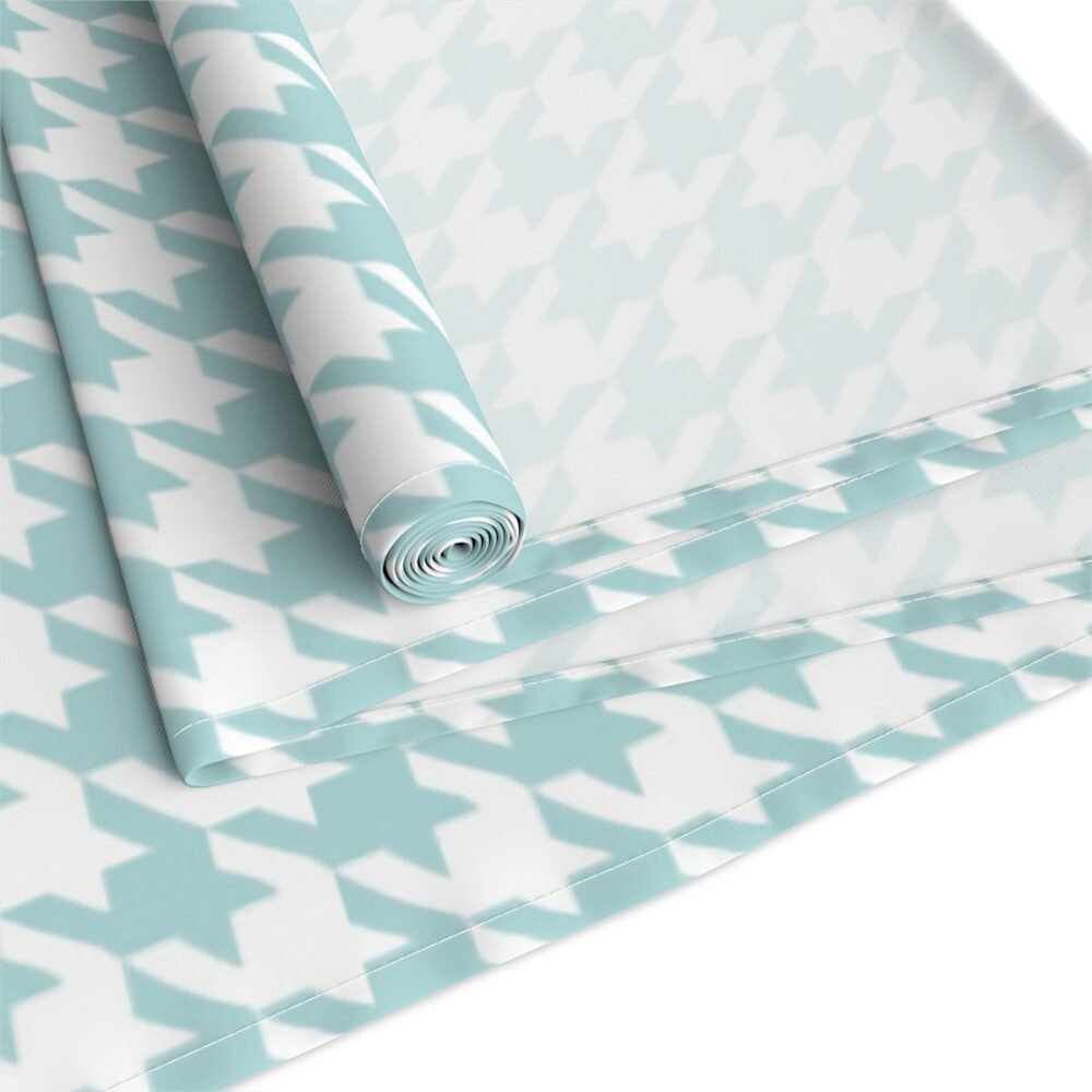 Printed Pastel Turquoise Houndstooth Table Runners - Image 3