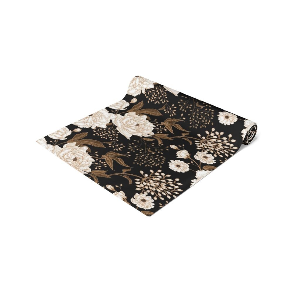 Floral Gold and White Peonies and Roses Oriental Style Table Runners - Image 17
