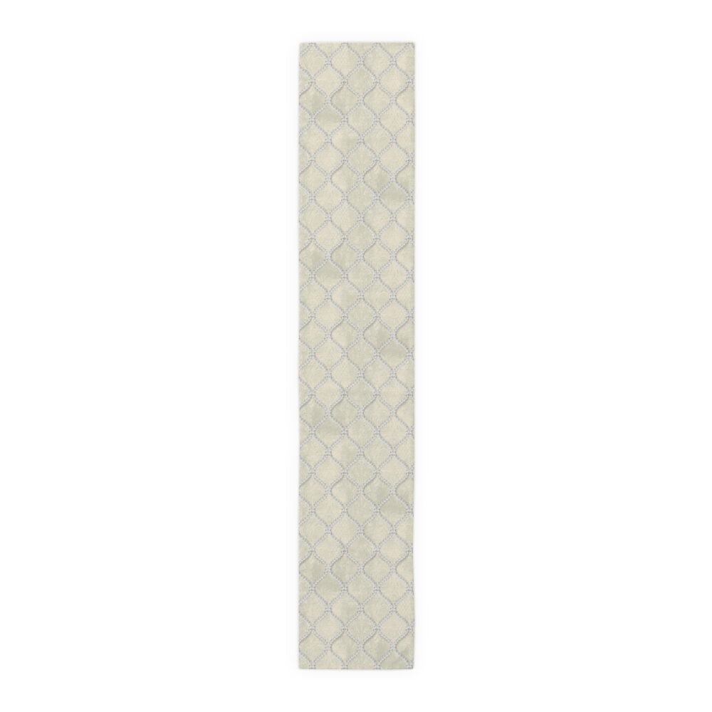 Printed Wavy Line Pearls Beige Dining Table Runners - Image 16