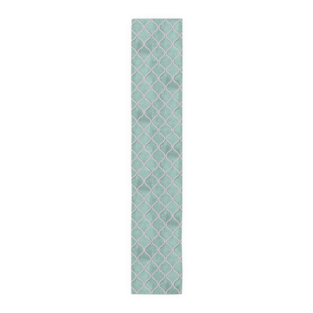 Mint Blue Wavy Line Pearls 4, 6 Seater Dining Table Runners - Image 16