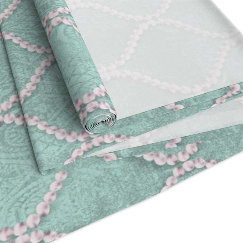 Mint Blue Wavy Line Pearls 4, 6 Seater Dining Table Runners - Image 18