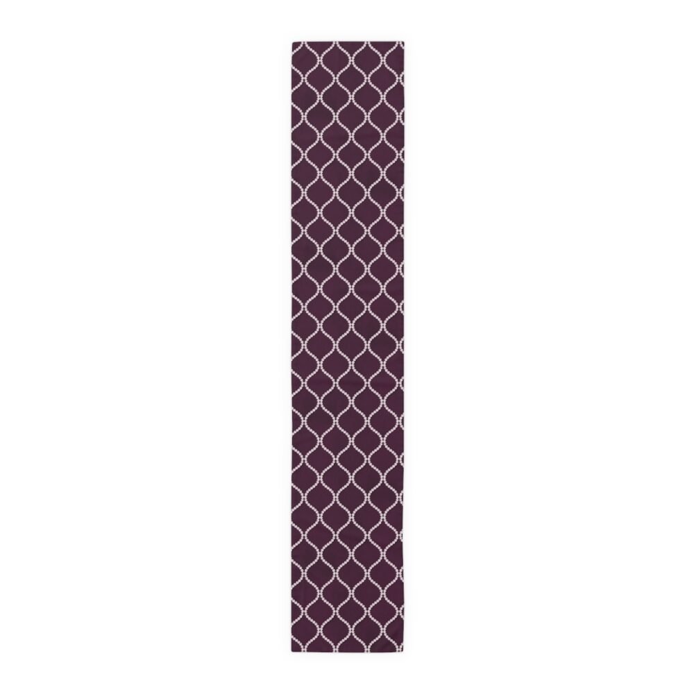 Printed Wavy Line Pearls Dark Purple Dining Table Runners - Image 16