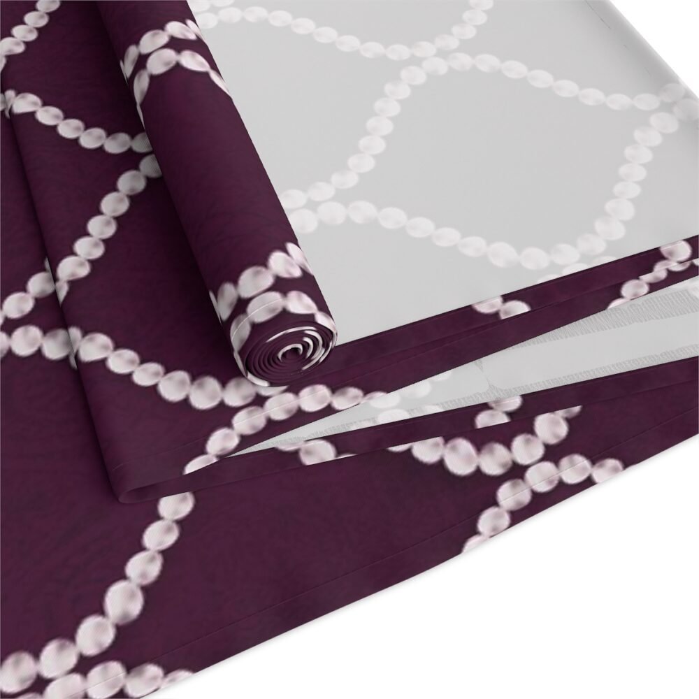 Printed Wavy Line Pearls Dark Purple Dining Table Runners - Image 18