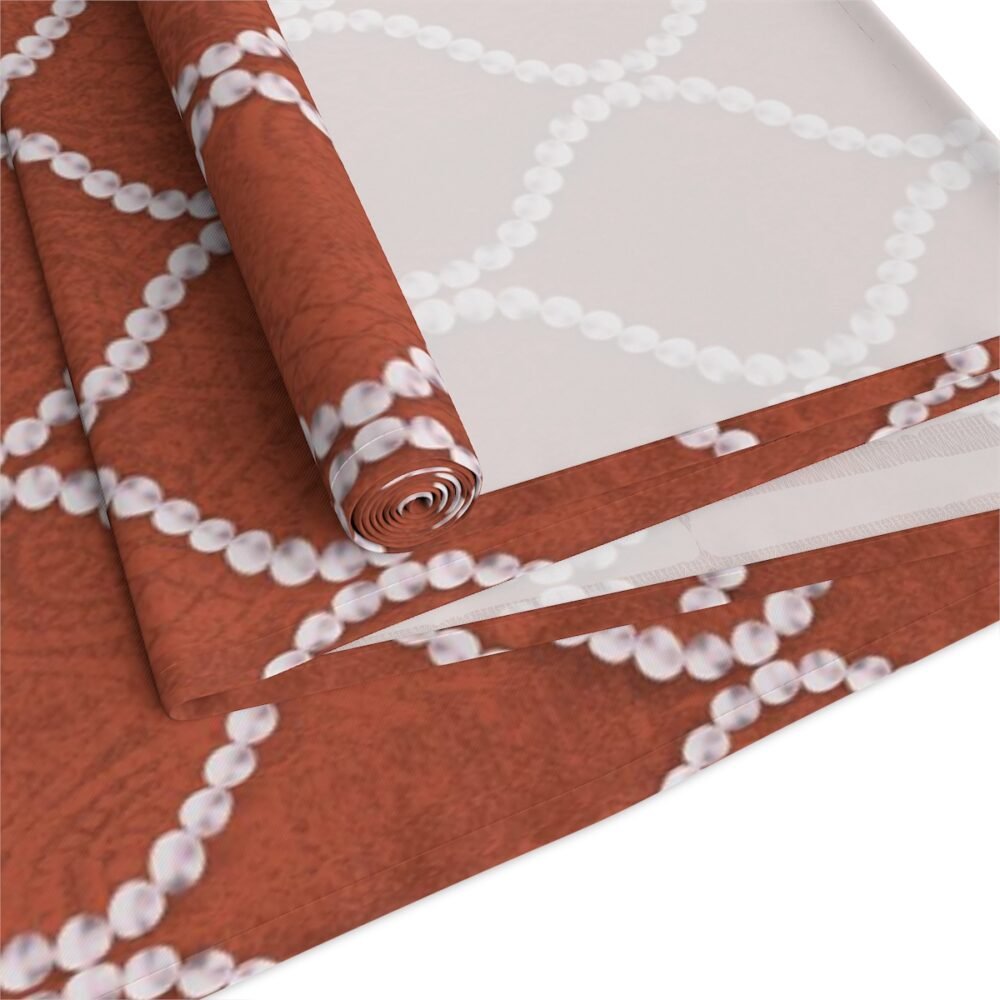 Decorative Wavy Line Pearls Amber Brown Dining Table Runners - Image 18