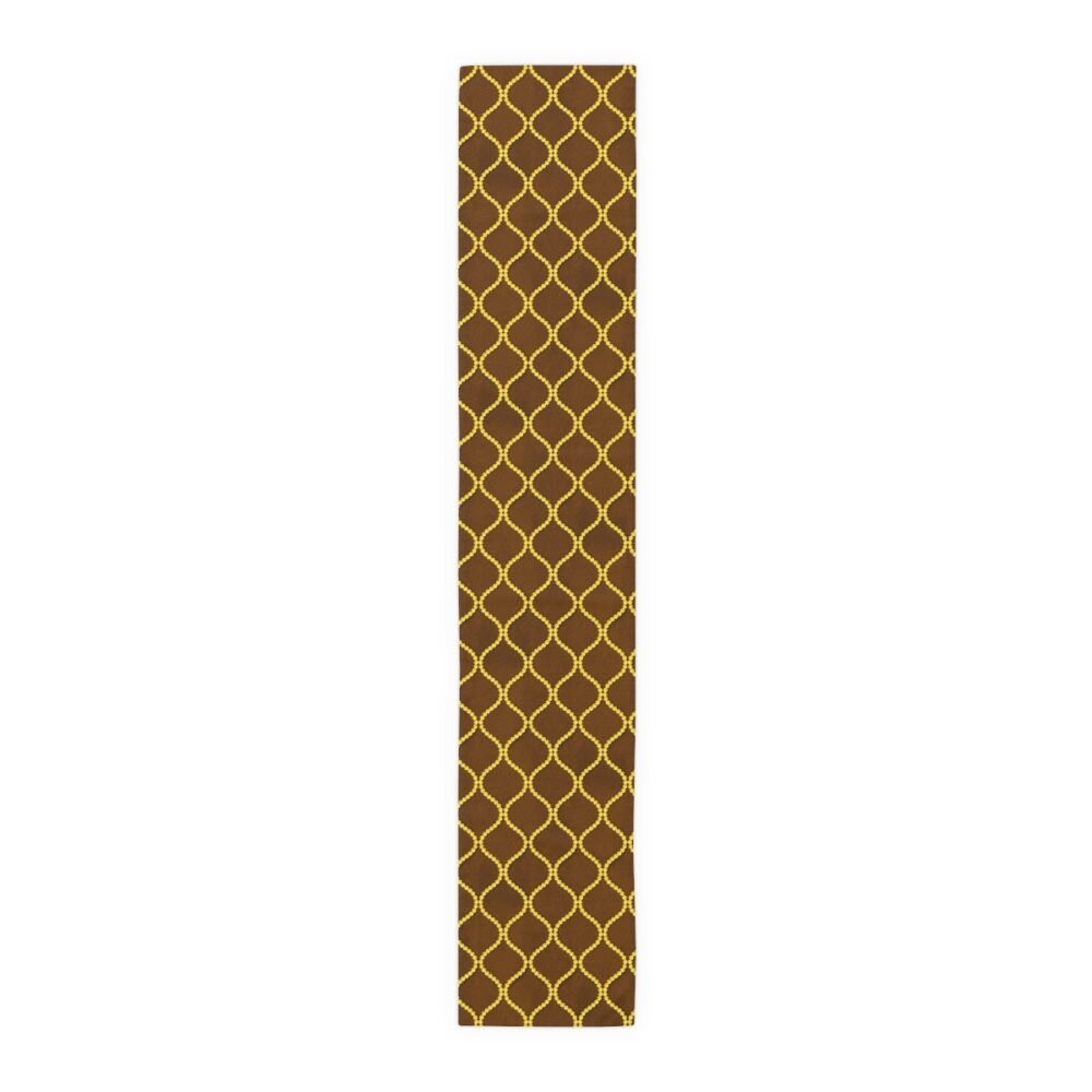 Decorative Golden Wavy Line Pearls Brown Dining Table Runners - Image 16
