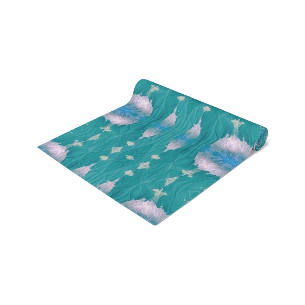 Turquoise Tie Dye Printed Table Runners for Glass Table - Image 17
