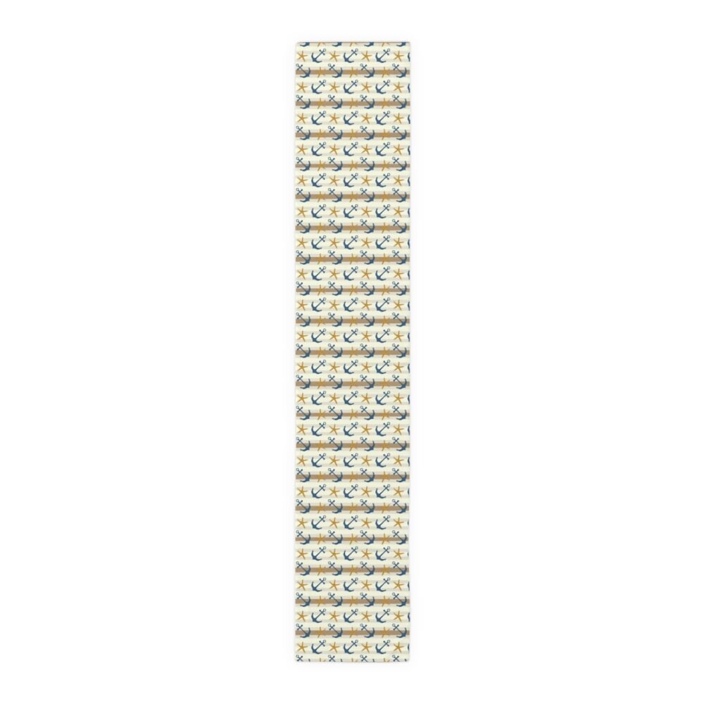 Nautical Anchor and Starfish Print on White Table Runners - Image 16