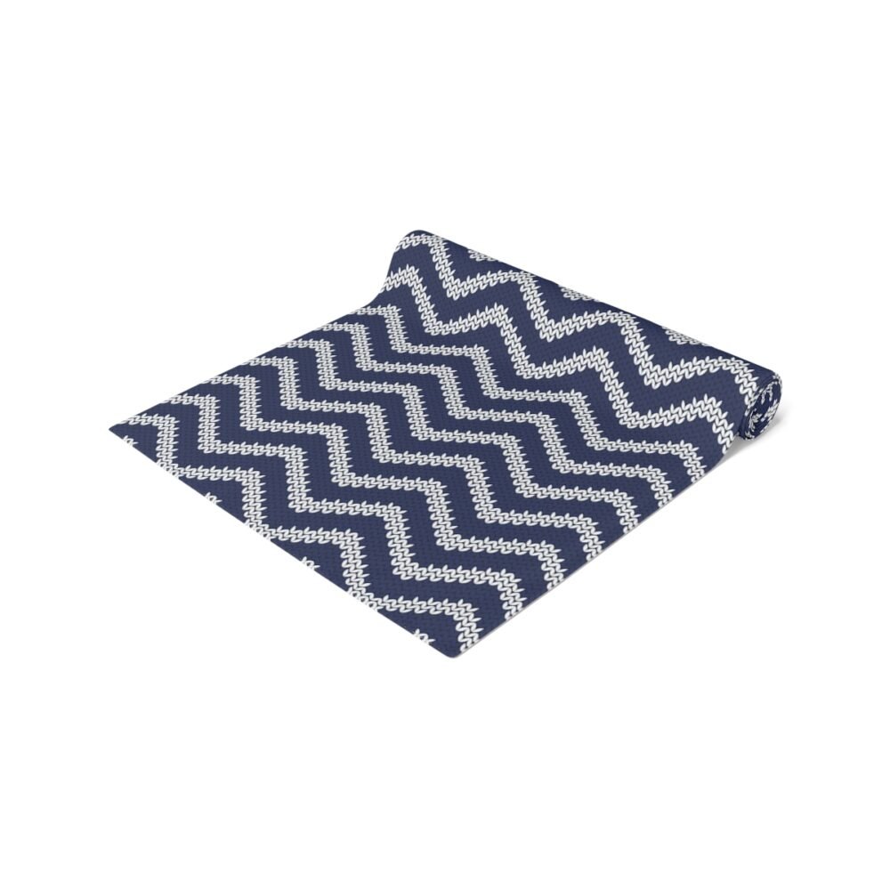 Navy Chevron Nautical Print Dining Table Runners - Image 17