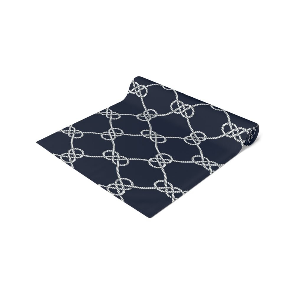 Nautical Rope Pattern on Dark Blue Dining Table Runners - Image 17