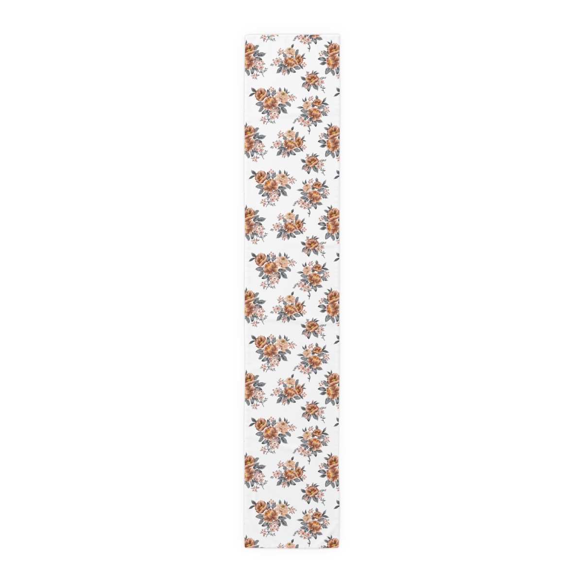 Brown Flower Print on White 4, 6 Seaters Table Runners - Image 2