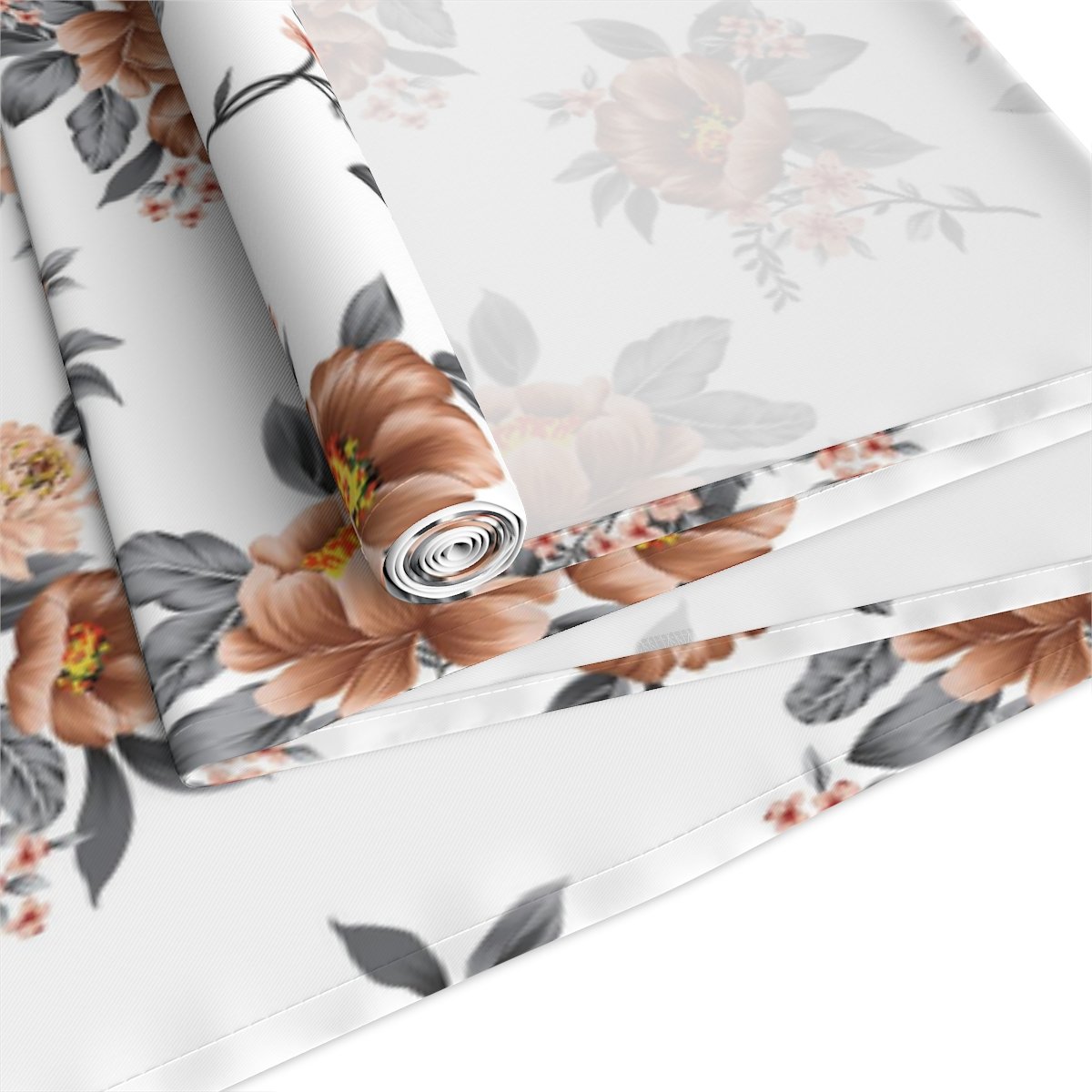 Brown Flower Print on White 4, 6 Seaters Table Runners - Image 4