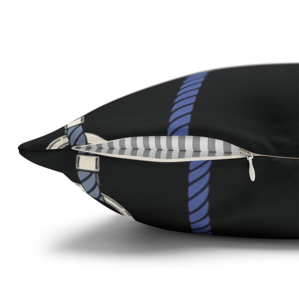 Nautical Ropes Stripes on Black Throw Pillow Covers - Image 4