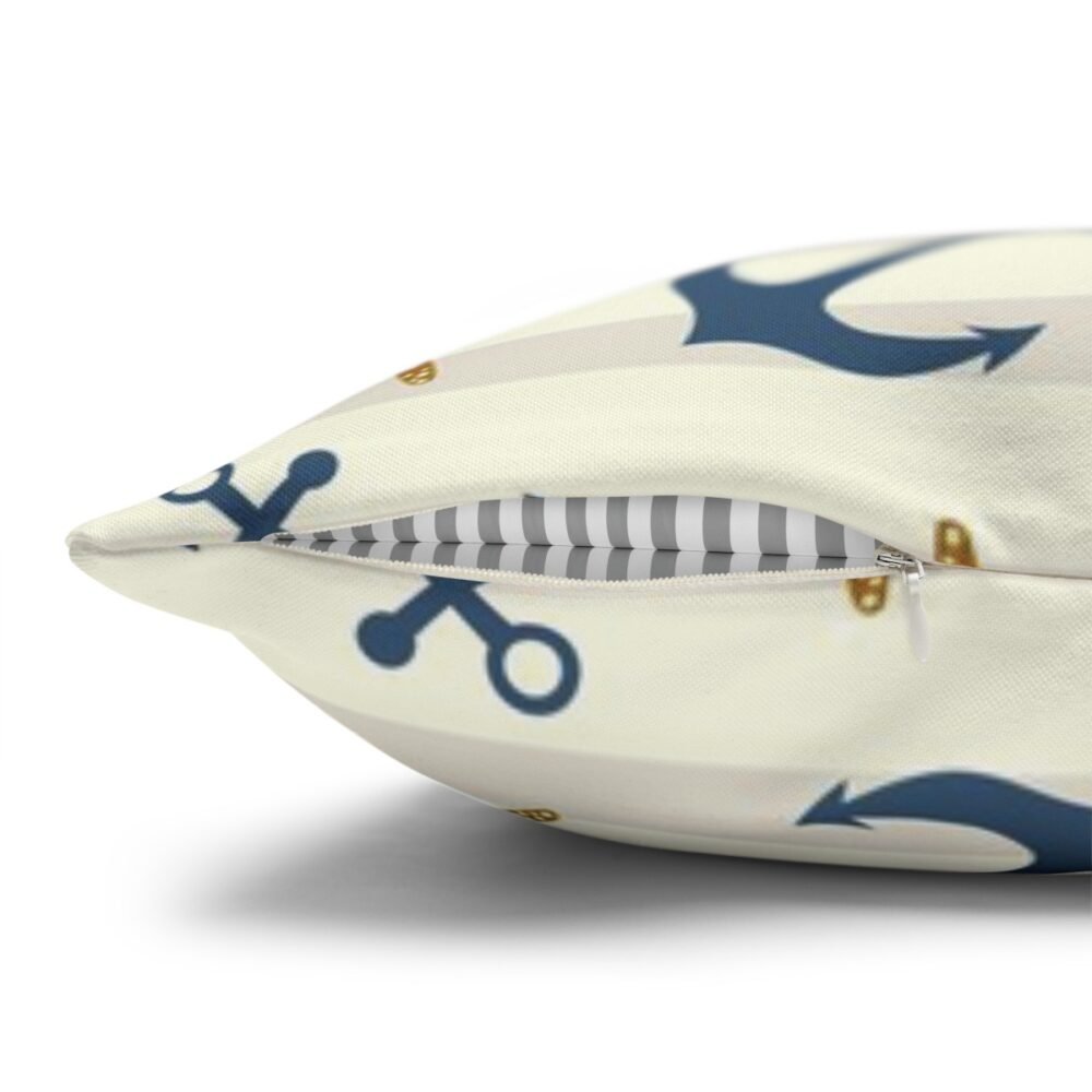 Nautical Marine Anchor Print on White Throw Pillow Covers - Image 3