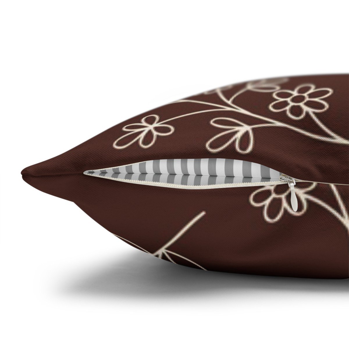Hand Drawn Floral Print on Black Throw Pillow Covers - Image 3
