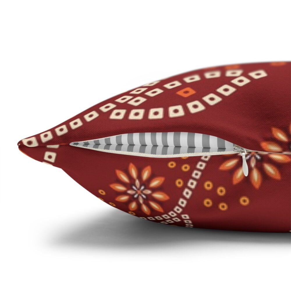 Patoda Bandhani Pattern on Red Throw Pillow Covers - Image 3