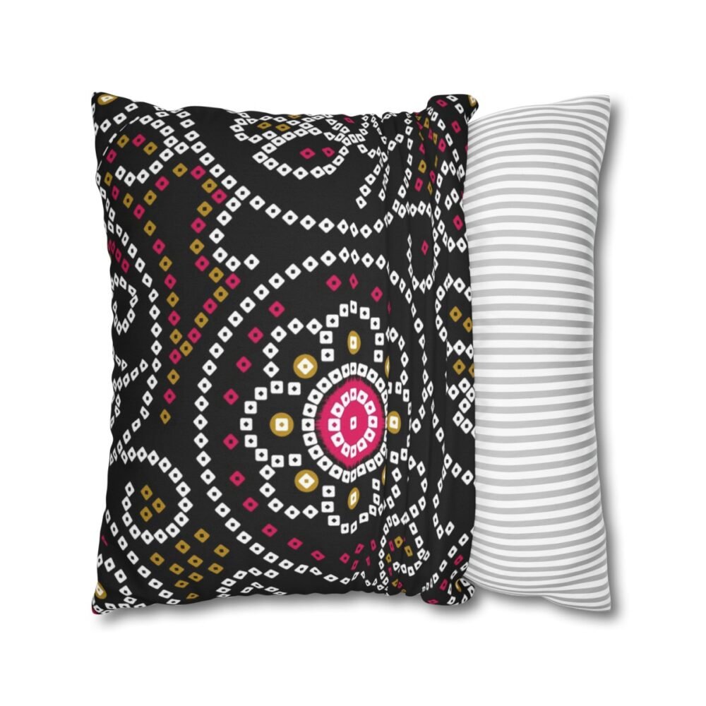Traditional Bandhani Design on Black Throw Pillow Covers - Image 2